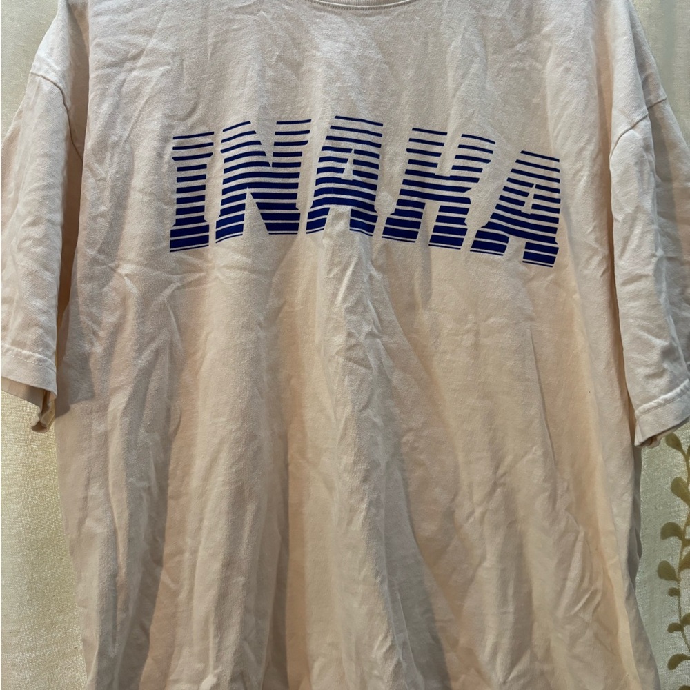 Inaka Power Cream and Blue Short Sleeve Tee